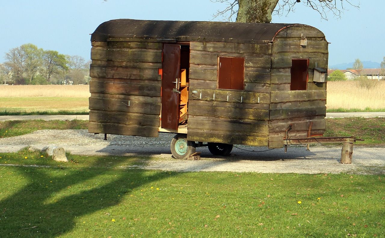 Alter Holzwagen auf der Wiese